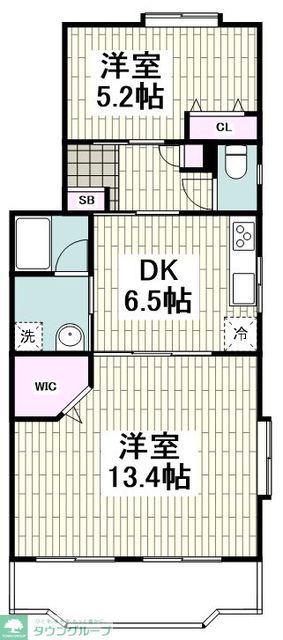 クレセール湘南(2DK/1階)の間取り写真