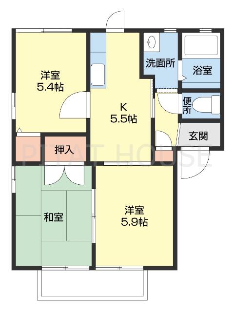 JR阪和線 紀伊駅 徒歩53分 2階建 築29年(3K/1階)の間取り写真