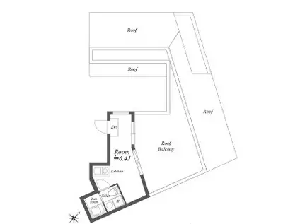 ルクレ神宮前(ワンルーム/4階)の間取り写真