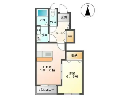 スカイハイツ中野B(1LDK/1階)の間取り写真