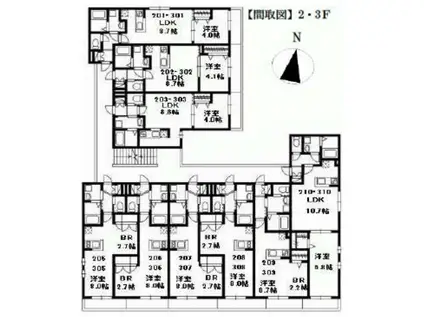 フロイデ津田沼(1LDK/2階)の間取り写真