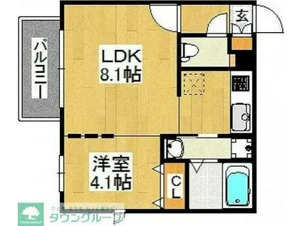 BRANCHE藤崎(1K/2階)の間取り写真