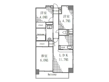 260226 グリーンコート(3LDK/6階)の間取り写真