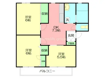 ビューバレー(3DK/2階)の間取り写真