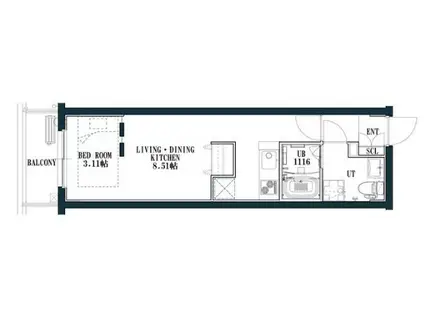 QUADOR高取(1LDK/1階)の間取り写真