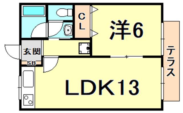 サンハイツ土井(1LDK/1階)の間取り写真