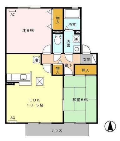 ルミエールA(2LDK/1階)の間取り写真
