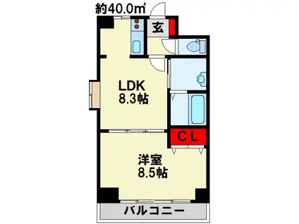 プリオールA(1LDK/3階)の間取り写真