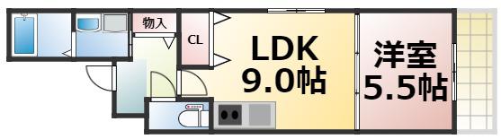 フジパレス寺田町II番館(1LDK/3階)の間取り写真