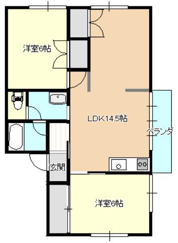 コーポラス西(2LDK/2階)の間取り写真