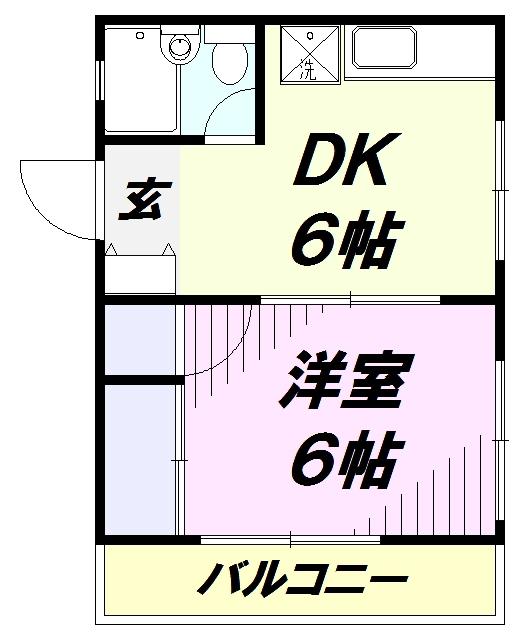 第一中野ハイツ(1DK/3階)の間取り写真