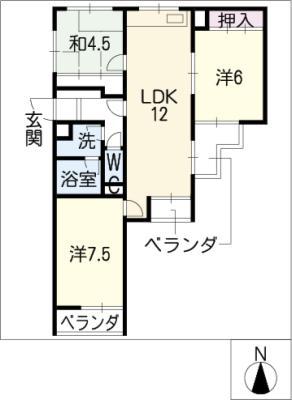 ロアール赤池(3LDK/3階)の間取り写真