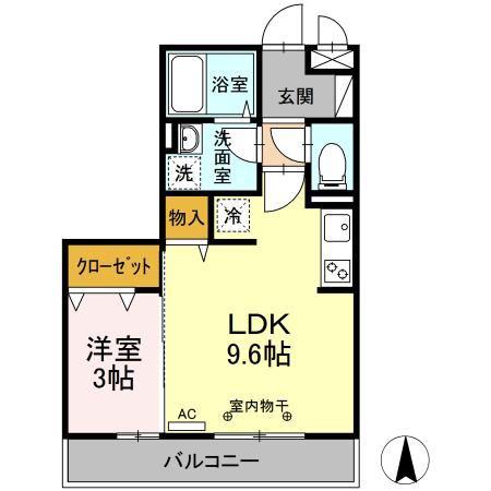 マリンプラザA(1LDK/3階)の間取り写真