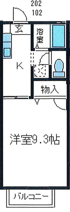 ギャバン(1K/2階)の間取り写真