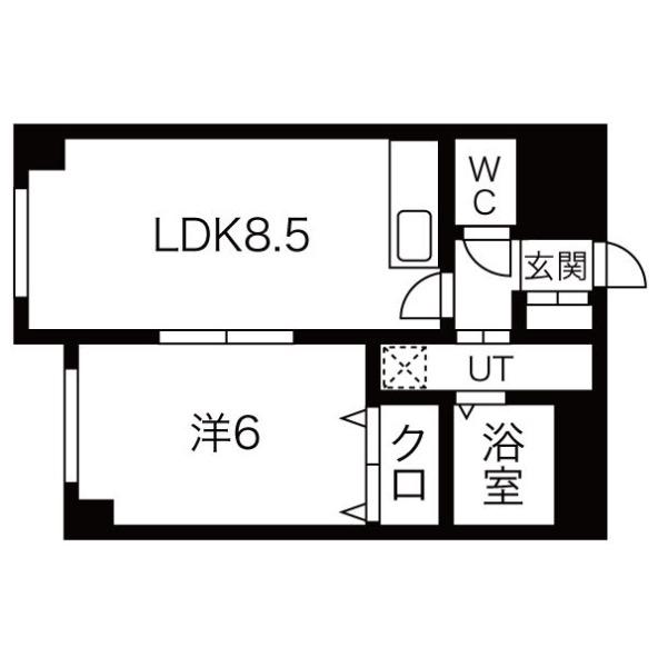 ゆとり南郷(1LDK/4階)の間取り写真