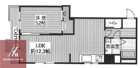 第8千里ハイツ(1LDK/5階)の間取り写真