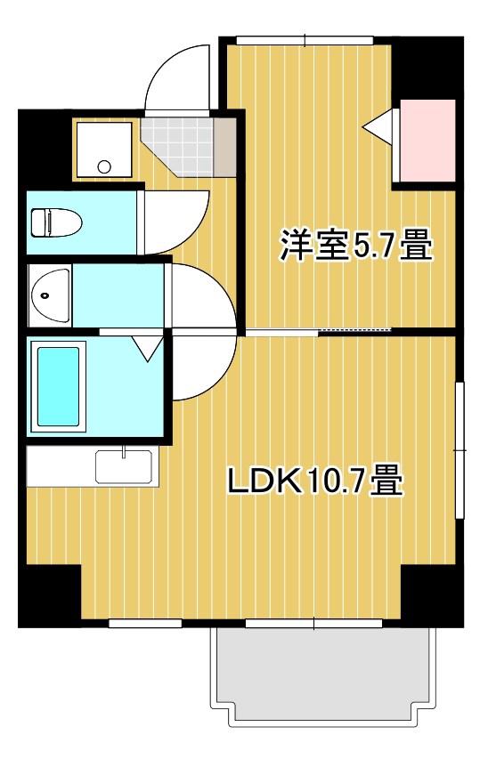 ザ・レジデンス元魚(1LDK/3階)の間取り写真