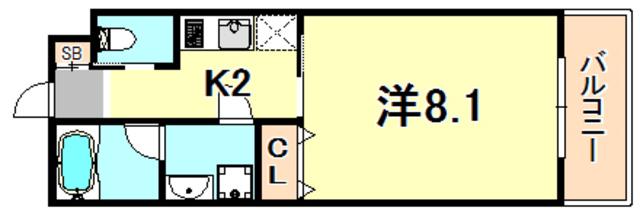 ワコーレヴィアーノ神戸片山町一丁目(1K/1階)の間取り写真