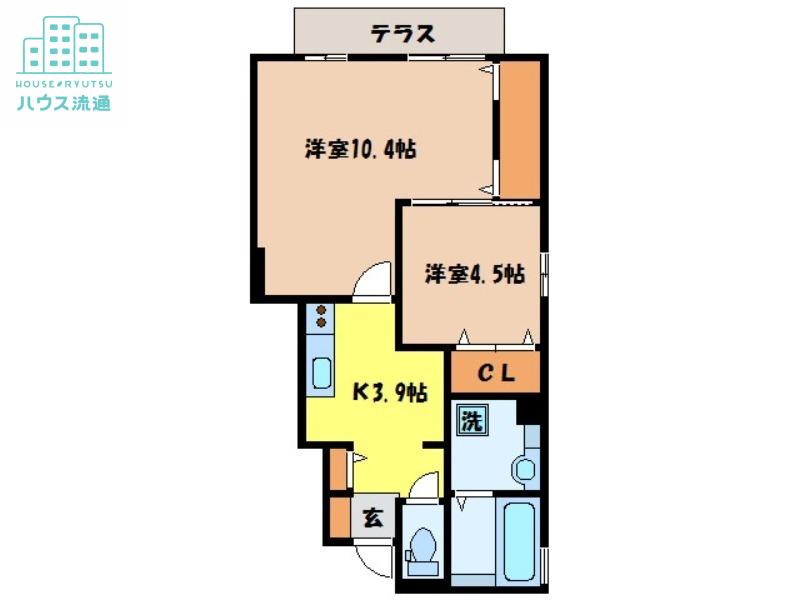 フィオーレ市布(1LDK/1階)の間取り写真