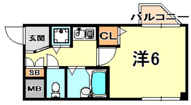 リバーサイドアベニューI(1K/2階)の間取り写真