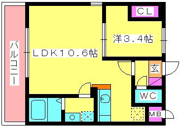 パレススィートII(1LDK/2階)の間取り写真