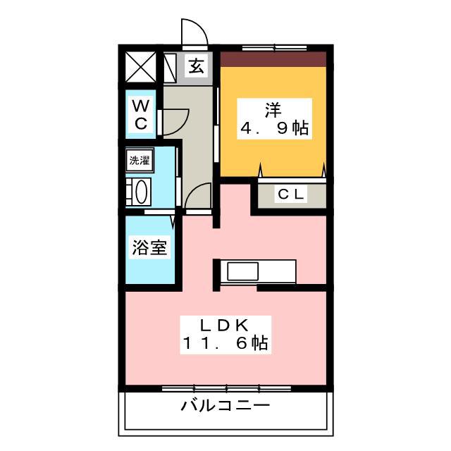 ノース GARDEN B(1LDK/2階)の間取り写真