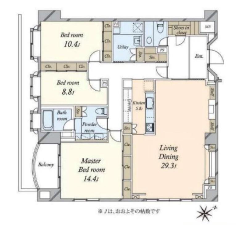 THE UPPER RESIDENCES 南青山(3LDK/3階)の間取り写真