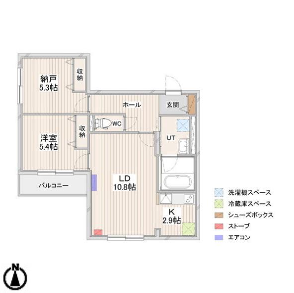 CRESCENDO苗穂駅前(2LDK/3階)の間取り写真
