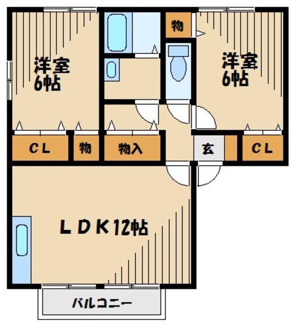 アバンサール(2LDK/1階)の間取り写真