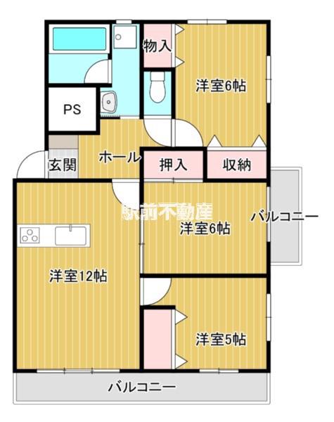 未来コーポ(3LDK/2階)の間取り写真