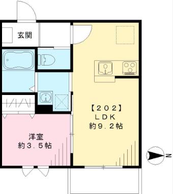 ルピアオウギ(1LDK/2階)の間取り写真