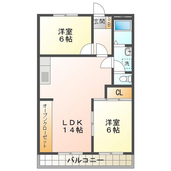 糸与ビル(2LDK/3階)の間取り写真
