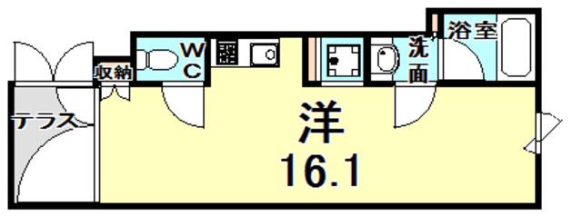 イースト-TERRACE(ワンルーム/2階)の間取り写真