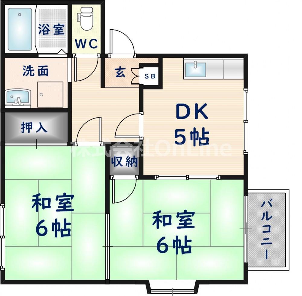 フレグランス小阪(2DK/2階)の間取り写真