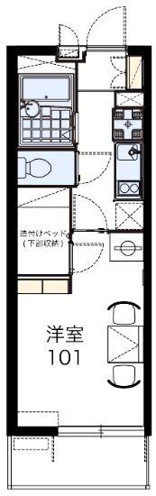 ブルースカイ(1K/1階)の間取り写真