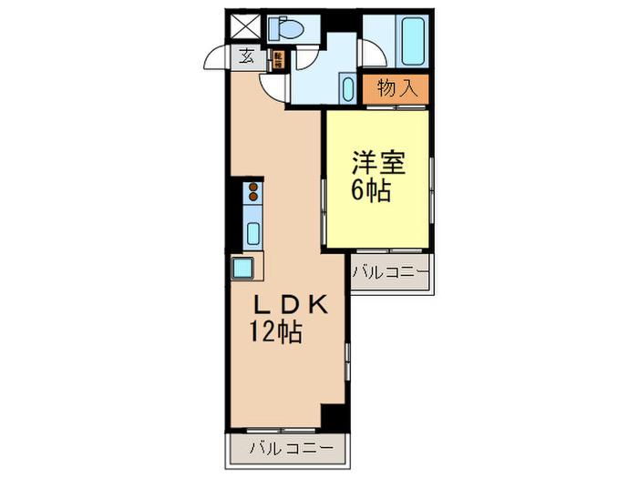 中銀マーブルマンシオン新宿5(1LDK/4階)の間取り写真