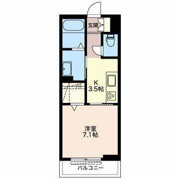 ドルチェ磐田二之宮(1K/3階)の間取り写真
