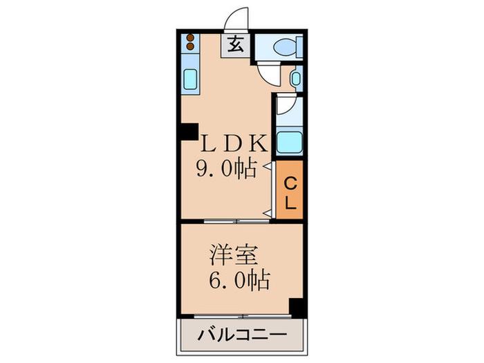 マキノハイツ(1LDK/1階)の間取り写真
