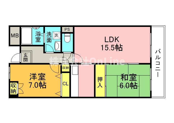 コンフォートヴィラ緑橋(2LDK/7階)の間取り写真