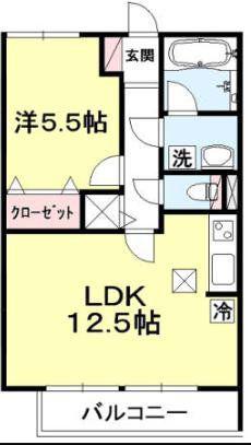 コモレビ大蔵E棟(1LDK/3階)の間取り写真