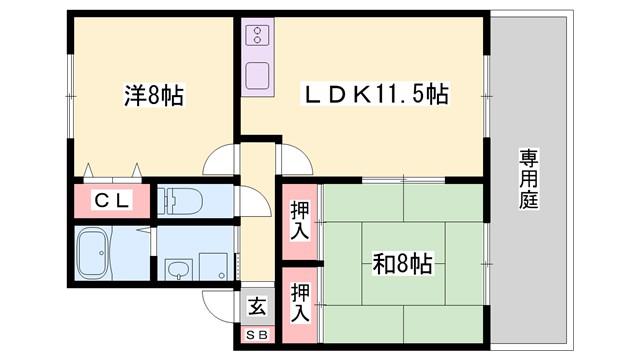 メゾンプランタニエール(2LDK/1階)の間取り写真