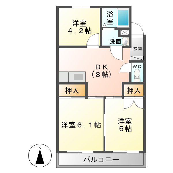 東校グリーンハイツ(3DK/1階)の間取り写真