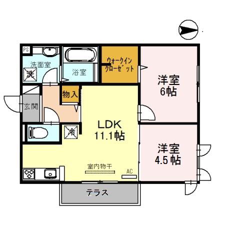 レオガーデン(2LDK/2階)の間取り写真