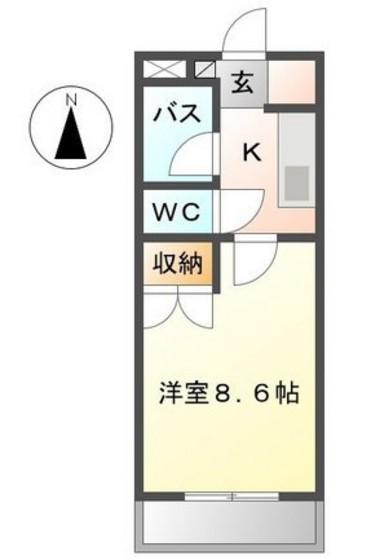 シャインキャッスルII(1K/1階)の間取り写真