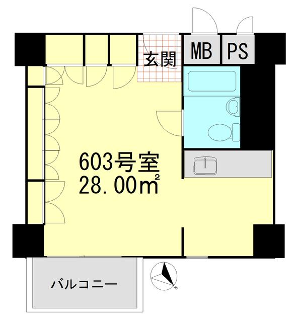 月島ハイツ(ワンルーム/6階)の間取り写真