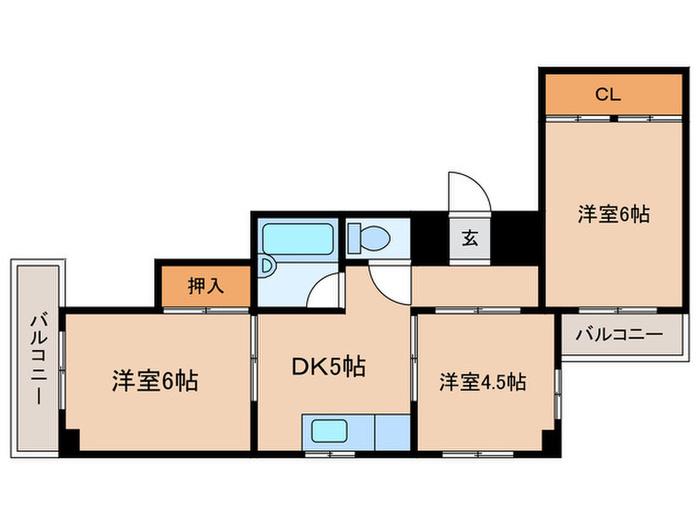 バンドーム大津和(3DK/2階)の間取り写真