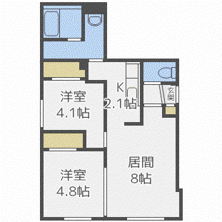 リンコントロ発寒(2LDK/4階)の間取り写真