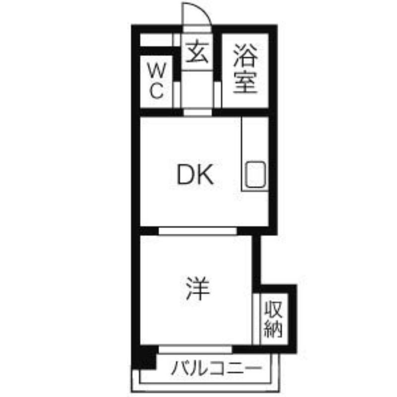 プロシード本通(1DK/3階)の間取り写真