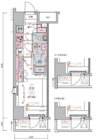 リヴシティ日暮里(1K/3階)の間取り写真