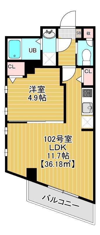 VISTA稲毛(1LDK/1階)の間取り写真